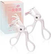 2PCS Eyelash Curlers, Eye Lash Curler for No Pinching or Pulling, Lash Curler with 2 Extra Silicone Replacement Pads, Long Lasting Natural Curly Lash Curler Makeup Tool for Women and Girls (white)