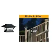 Hampton Bay 47577BK-2PK Black 10-Lumen Solar LED Post Cap Light (2-Pack)