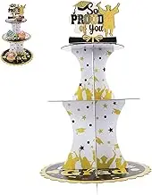 iplusmile 1Set Multi Tiered Cupcake Holder Paper Cake Stand for Graduation Party Decoration Easy to Assemble Sturdy Display for Desserts and Treats