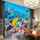 Purple Flat Fish Sea 3D Curtain Blockout Photo Printing Curtains Drape Fabric