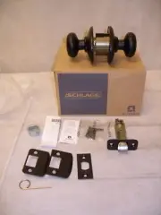 Schlage F10PLY622WKF Plymouth Matte Black Passage Door Knob Hardware Set - NIB