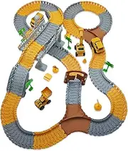 Aussi Valup Building & Construction Toys, 220PCS+37 Construction Race Car Track Toys for Kids Toddler, Easy to Assemble and Compatible with Various Track Styles for Ages 3-9, Funny Toy for Family