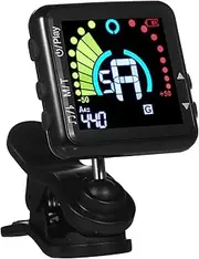 Guitar Tuner Rechargeable Guitar Tuner Clip On Color Display Professional Electric Guitar Tuner with Metronome for All Instruments Bass Guitar Violin Banjo Black