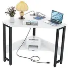 Corner Desk Small Desk with Outlets Corner Table for Small Space, Corner White