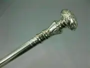 Silver Noble Luxury Knob Handle Stainless Steel Walking Hiking Stick Cane Gift