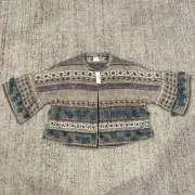 Anthropologie TRYB Kimono Jacket Oversized Textured Tassel Boho Aztec Large