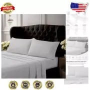 Luxury Egyptian Cotton Percale Sheets Set - Extra Deep Pocket, Twin, Silver