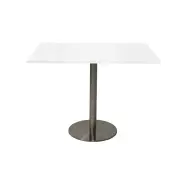Quad Flat Disc Base Table Natural White Stainless Steel - Flat Pack Delivery