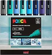 Posca Markers Color Tones Set, Acrylic Paint Pens with Reversible Tips for Coloring and Drawing on Any Surface, Non-Toxic Formula, Markers Cool Tones for Rock Painting, Fabric, Glass, & more