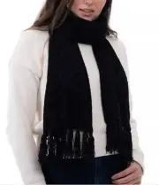 Womens Scarf Fringe Trim Black STYLE&CO $25 NWT