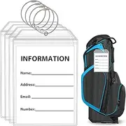 [Hariendny] 4Pcs Golf Luggage Tag 9" x 6 ", Extra Large Plastic Waterproof Zipper Pouch Luggage Tag Holders Large Luggage Tags Golf Bag Tag for Ship Sticks