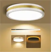 15 Inch Flush Mount Ceiling Light with Night Light, 5CCT Modern White Gold LED C