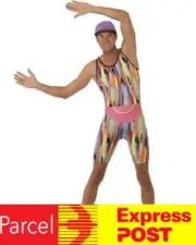 Mr Energizer 1990s Retro TV Fitness Instructor Motivator Mens Costume