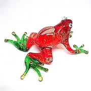 ZOOCRAFT Glass Frog Figurine Miniature Hand Blown Animals Statue Garden Decoration Personalized Gift (Red)
