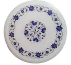12" Marble Side Corner Table Top Pietra dura Floral Lapis Inlay Work