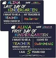 Supoice 10 x 14 Inch First Day & Last Day of School Chalkboard Wooden Signs Large Size Photo Prop Back to School Signs for Kids Reusable and Easy Clean