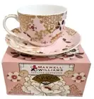NIB MAXWELL WILLIAMS KIMONO CUP SAUCER SOFT PINK RARE FOR GIFT& TEA INFUSER