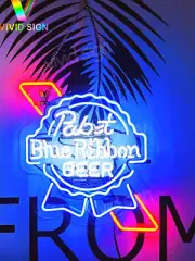 Pabst Blue Ribbon Beer Acrylic 17"x14" Neon Light Sign Lamp Bar Open Wall Decor