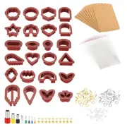 Polymer Clay Cutters, 142 Pcs Clay Cutters Polymer Clay Earrings Kit, Red