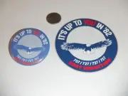 1982 BOEING COST REDUCTION BUTTON & STICKER JET PLANE AIRPLANE 707 727 737 757