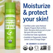Dr. Bronner's Organic Lip Balm Lemon Lime 0.15 oz 2 Pack