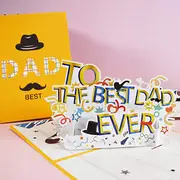 Magic Pop Up Father's Day Card 3D Happy Greeting Dad 15x20cm with an e