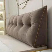 Sofa Slipcovers Large Triangular Wedge Cushion with Headboard Reading Pillow Lumbar Support and Backrest Perfect for Sofa Daybed and Positioning Bolster Sea Salt Coffee Color 120x50x20cm