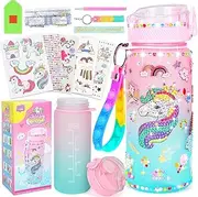 Decorate Your Own Water Bottle Kits for Girls Age 4-6-8-10, Unicorn Gem Girls Diamond Painting Crafts, Arts and Crafts Kits Toys Unicorn Gifts for 4 5 6 7 8 9 10 Year Old Girls Kids Birthday (Unicorn)