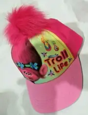 New Troll Life Girls Pink Baseball Cap Hat Snap Back