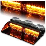 XTAUTO LED Emergency Warning Light 16 LED High Intensity Windshield Hazard Warning Flashing Strobe Law Enforcement Interior Roof Dash Windshield Lamp Lights with Suction Cups for Car Truck Amber