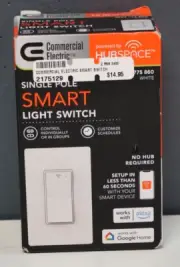 Smart Light Switch Wi-Fi Bluetooth HUBSPACE GOOGLE ALEXA Single Pole White