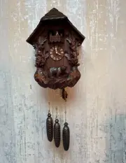 Swiss 8 Day Musical Movement Cuckoo Clock with Exquisite Carvings Bears