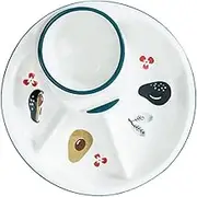 BEBEMOKO Divided Plate Multi Grid Food Container with Adorable Fruit Pattern for Breakfast Snacks Chic and Creative Design for Home Use and Smooth Finish
