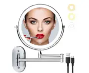Bestier Wall Mounted Lighted Makeup Mirror 8" 10X Magnifying Cosmetic Mirror ...