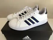 NIB Adidas Grand Court Sneaker White/Core Black/Team Royal Blue men's size 7
