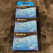Sony DVC Mini-DV DVC 60 Min 3-Pack Digital Video Cassette LP 90. New and Sealed!