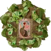 St Patricks Day Irish Lady Handmade Deco Mesh Wreath