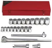 623 - 3/4Inch Drive 22 Piece Metal Boxed Set - 12 Point Standard Sockets