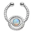 Clip On Septum Opal Cuff Nose Ring White AB Rainbow Faux Body Piercing Jewellery