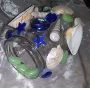 Glass fish cave Blue Green Stars Aquarium ornament Free Gift! Glow in the Dark!!