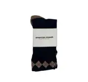 American Trench Argyle Crew Socks NOS NEW Navy