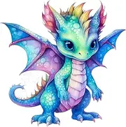 Fabric Panel 8"x8" Baby Dragon 100% Cotton Quilting Panel Square AM1418