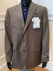 LAUREN RALPH LAUREN Mens BrwnUltraflex Houndstooth Classic Stretch Blazer 46Long