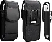 Cell Phone Holster Nylon Belt Pouch Metal Clip Holder Case for iPhone 16 Pro Max Samsung Galaxy S25 Ultra S24 FE S23 Ultra A16 A15 A25 A35 A55 Moto G Power 2025 Moto G 5G 2025 Moto Play 2024 (L)