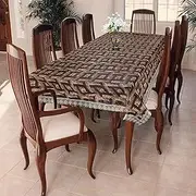 Homerz Premium Dining Table Cover for 6 to 8 Seater, 60 x 90 inch Size, Waterproof and Dustproof (Brown Check)