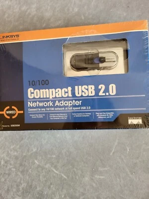Linksys Compact USB 2.0 Network Adapter USB200M to Ethernet 10/100 Cisco w/ BOX