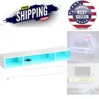 TV Stand with Power Outlet RGB Lights Wall Mount Media Console White
