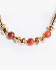 Brown Multi Colour Shape Beaded Necklace