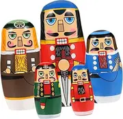 Vaguelly 1Set Nutcracker Nesting Dolls Matryoshka Educational for Creative Plaything Present for Home and Party Decorations
