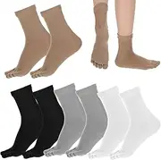 [Lnngub] 4 Pairs Women Toe Socks Cotton Toe Socks Running Toe Socks Five Toe Socks Athletic Running Five Finger Socks Crew Socks with Toes Separated for Women Men Athletic Running,4 Colors, Black,